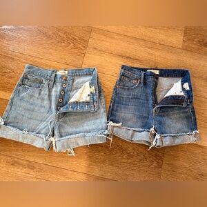 Madewell Light Blue and Medium Blue Denim Cutoff Shorts Set